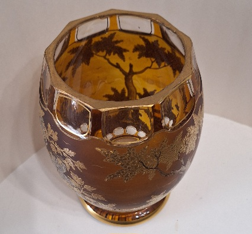 Vaso de vidro artístico boémio  5