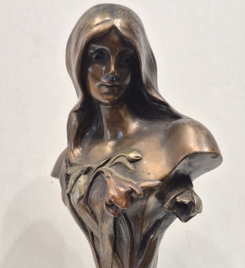 Escultura art nouveau em bronze  1