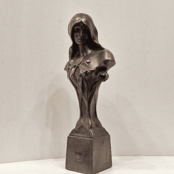 Escultura art nouveau em bronze  4