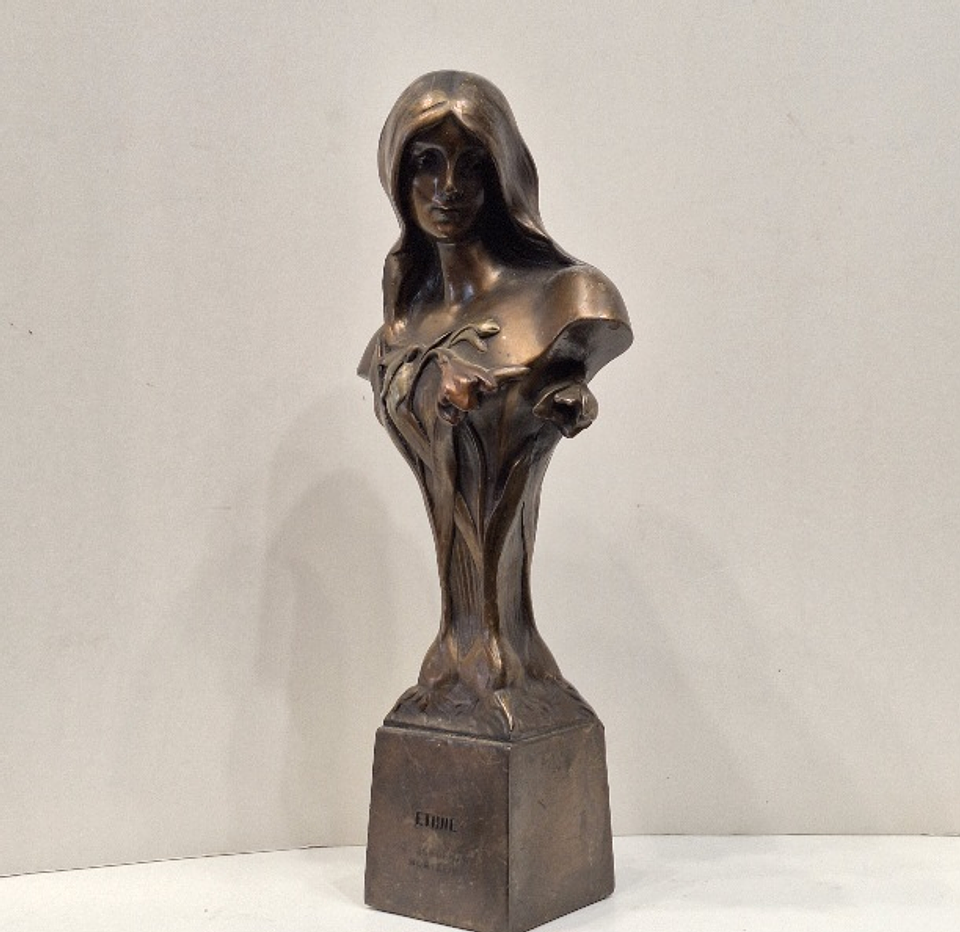 Escultura art nouveau em bronze  4