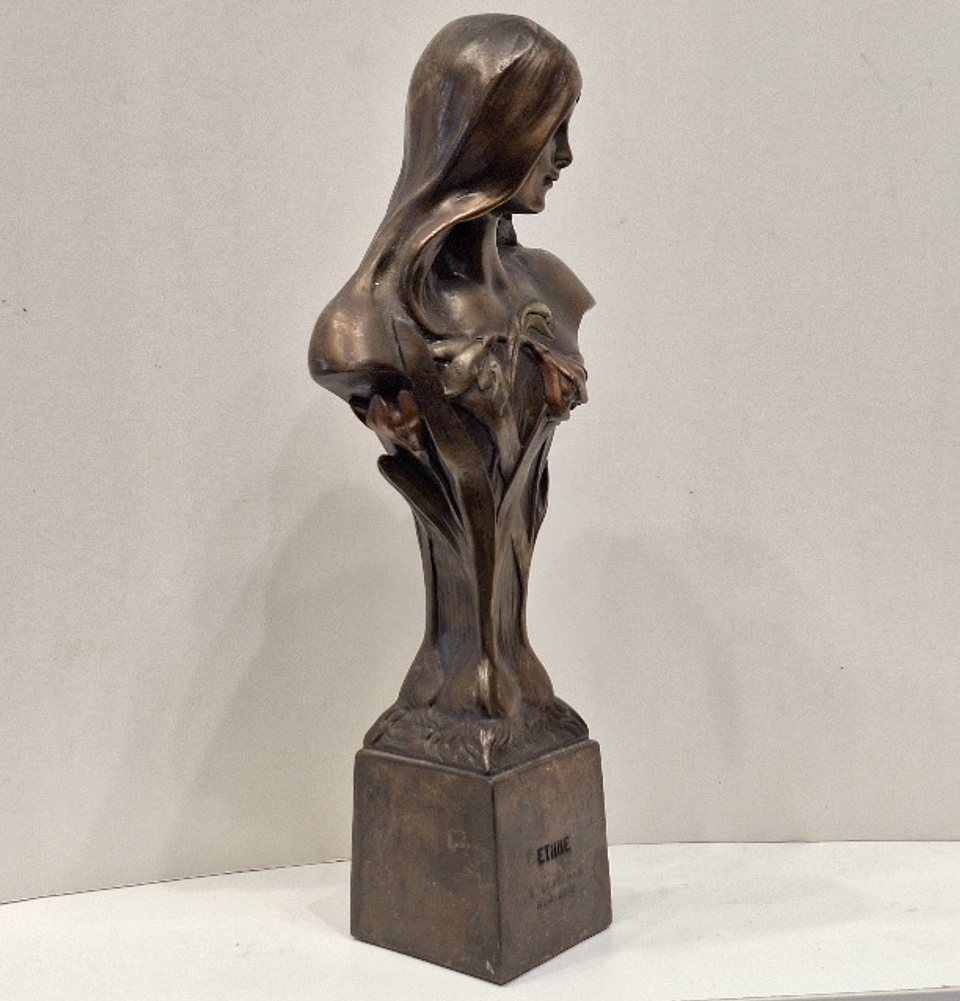 Escultura art nouveau em bronze  5