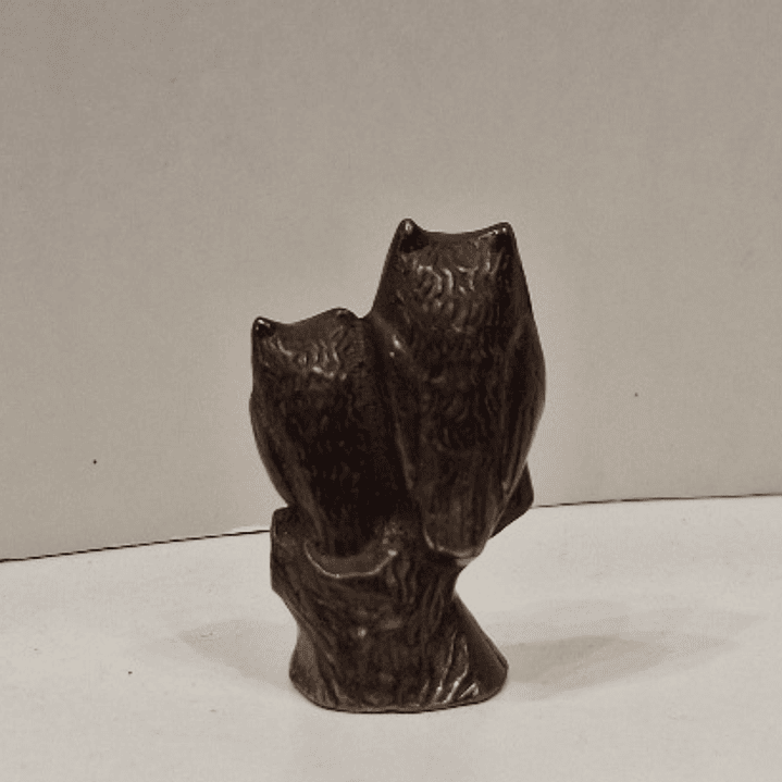 Coruja com filhote em bronze  3