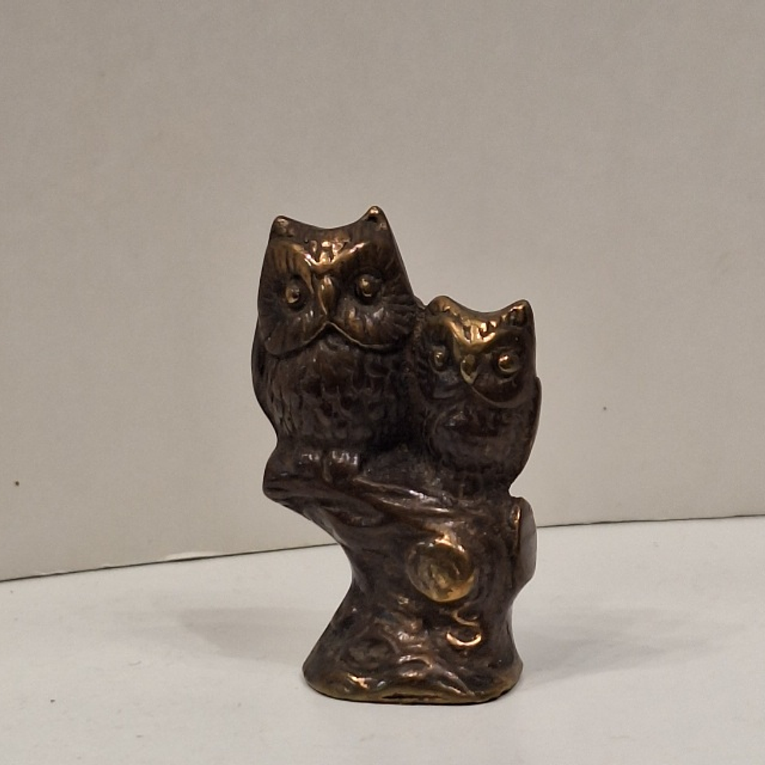 Coruja com filhote em bronze  2