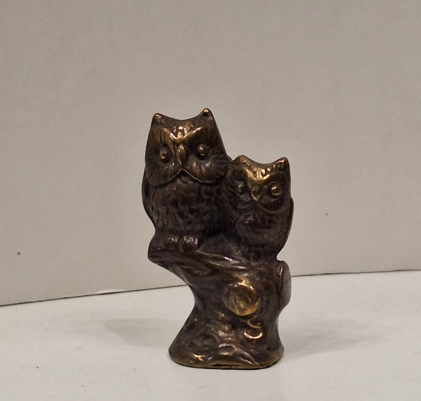 Coruja com filhote em bronze  2