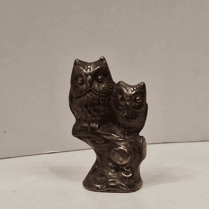Coruja com filhote em bronze  2