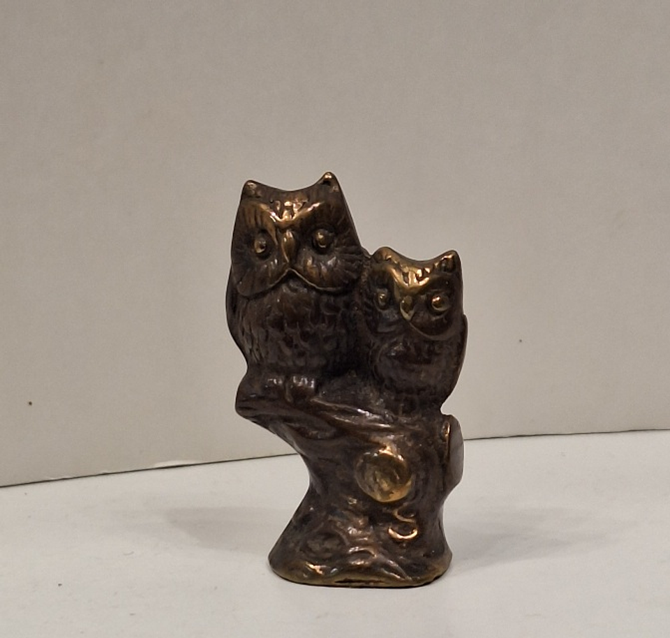 Coruja com filhote em bronze  2