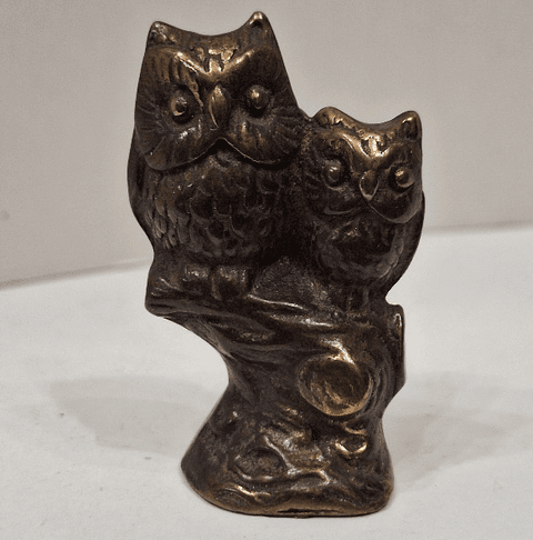 Coruja com filhote em bronze 
