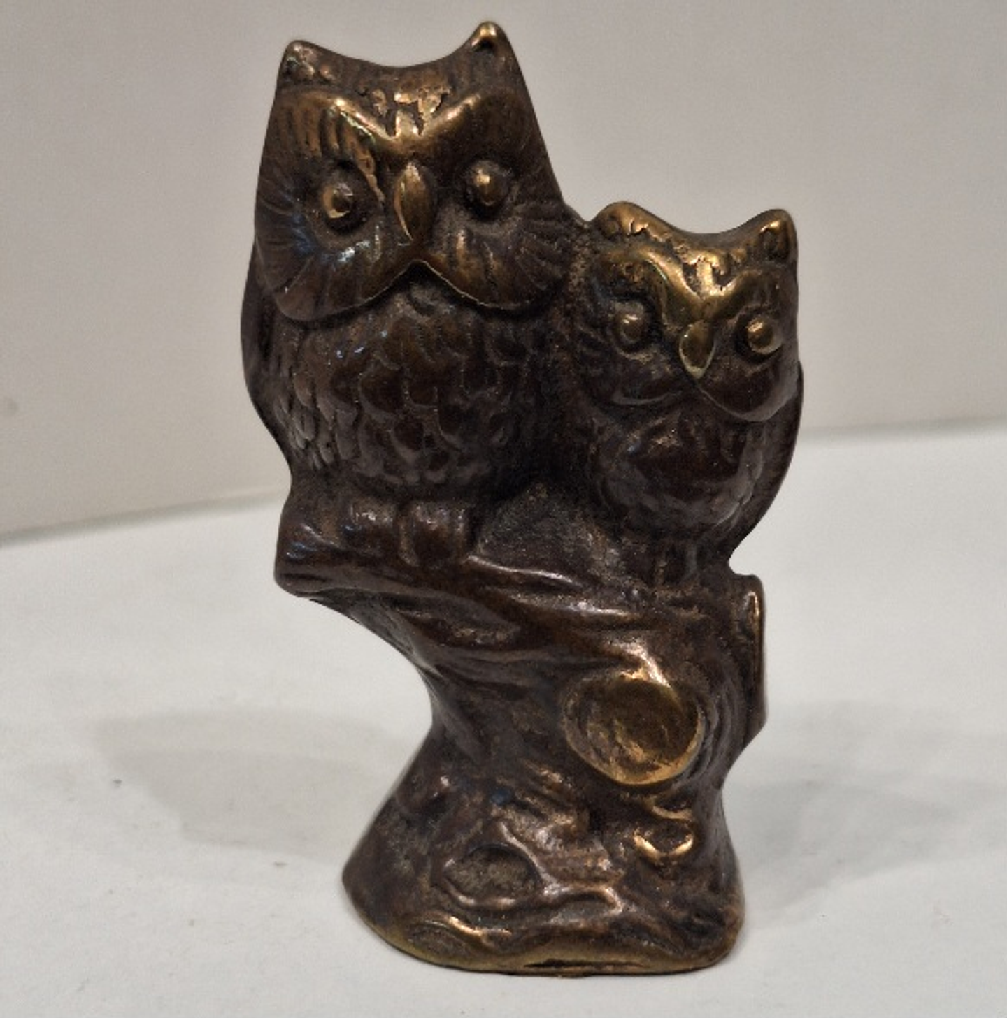 Coruja com filhote em bronze  1