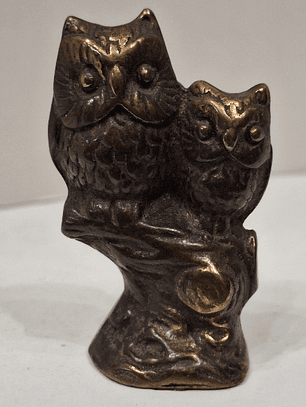Coruja com filhote em bronze 