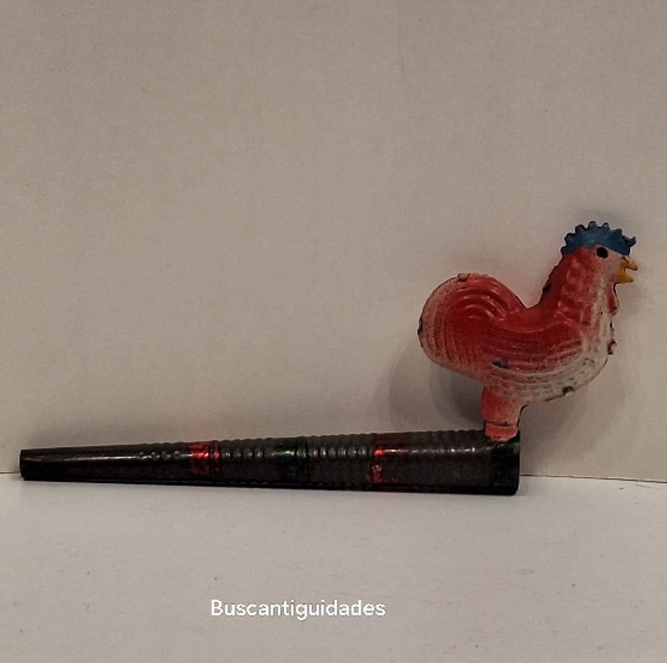 Brinquedo de lata,  gaita/corneta com galo 2