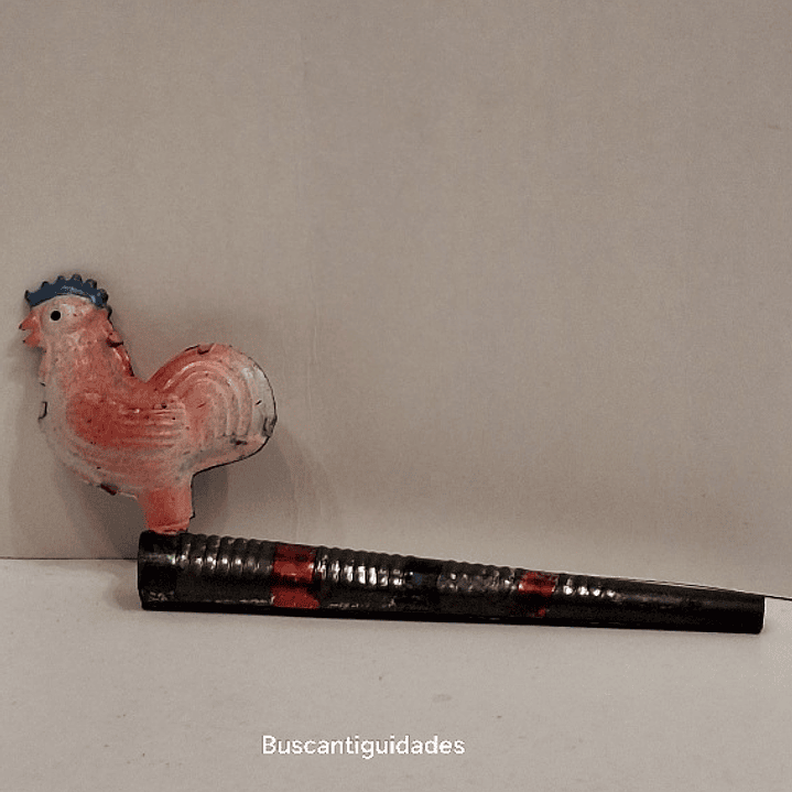 Brinquedo de lata,  gaita/corneta com galo 1