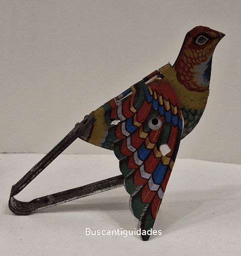 Brinquedo de lata, pássaro com fole