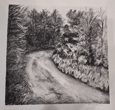 Nanette Hartwell, desenho a carvão 