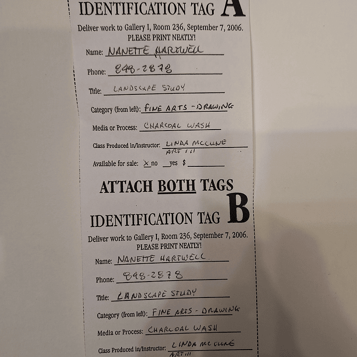 Nanette Hartwell, desenho a carvão  2