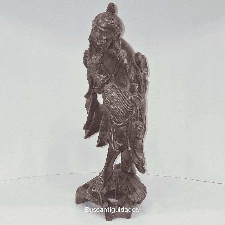 Escultura chinesa, madeira,  pescador  2