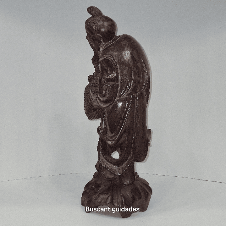 Escultura chinesa, madeira,  pescador  4