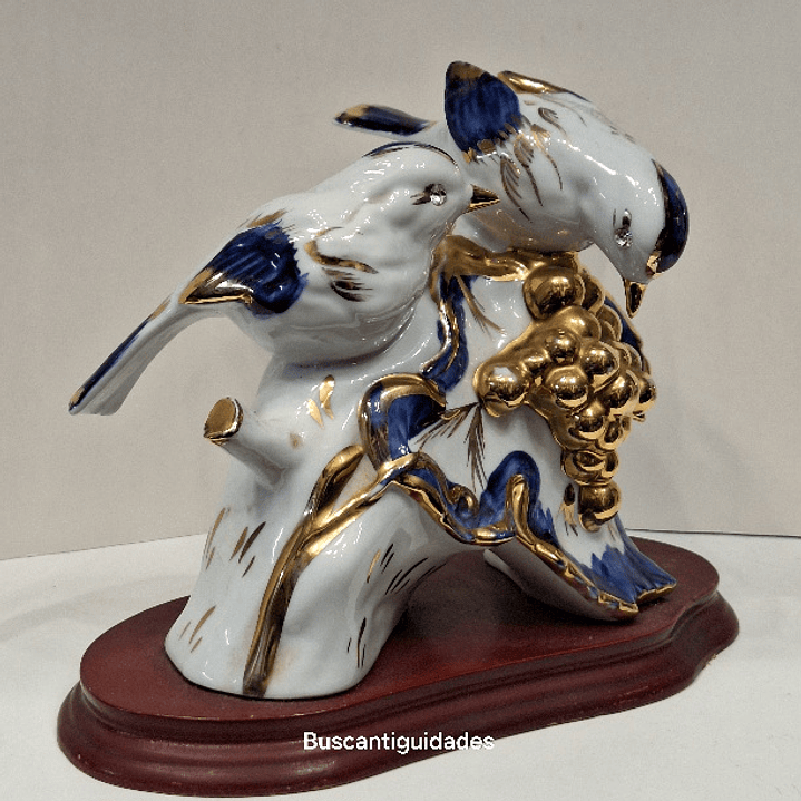 Estatueta, pássaros com uvas 5