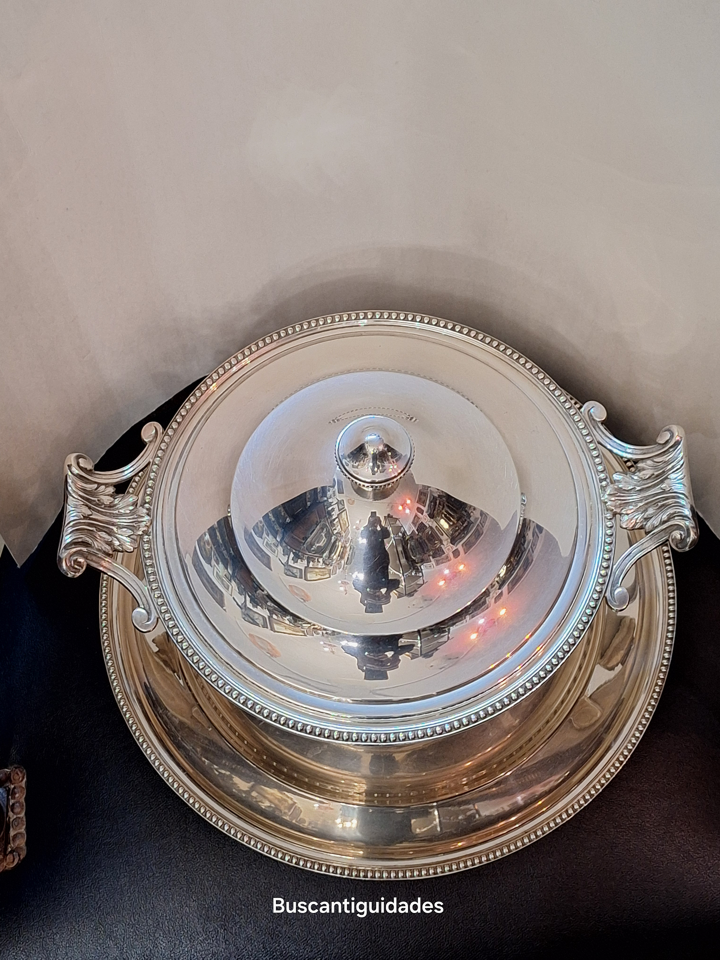 Sopeira com sousplat, metal prateado 2