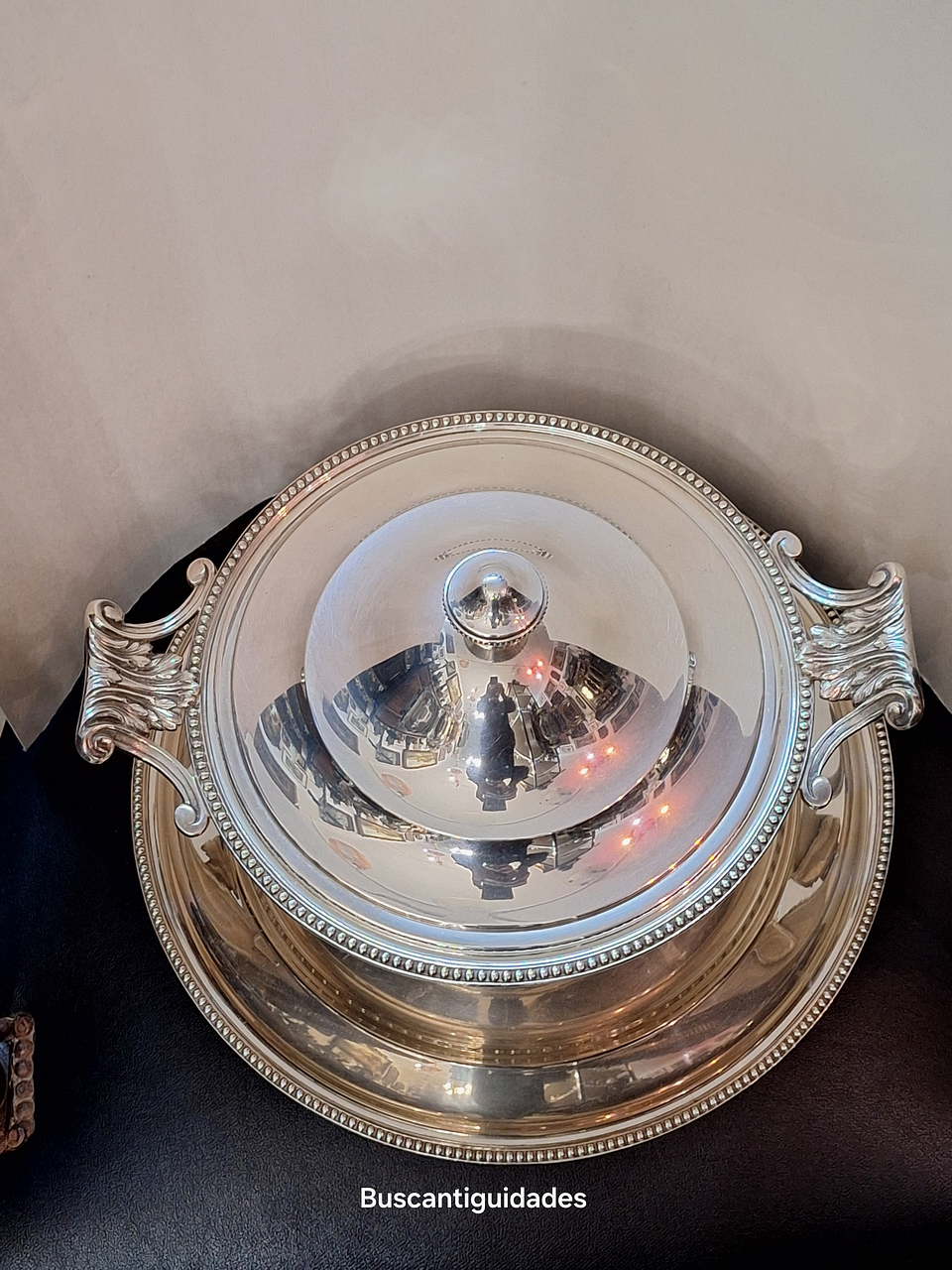 Sopeira com sousplat, metal prateado 2