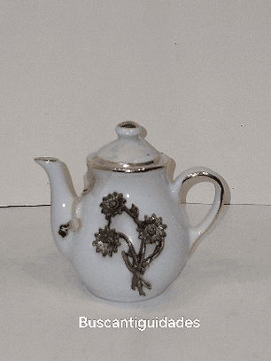 Mini bule em porcelana com estanho