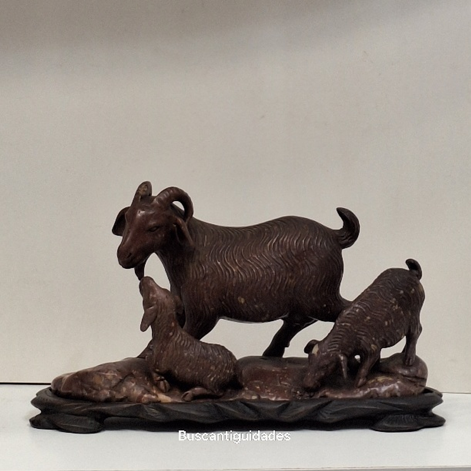 Escultura chinesa em pedra dura, Cabras 1
