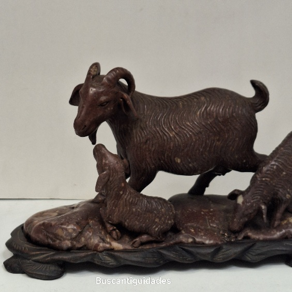 Escultura chinesa em pedra dura, Cabras 3