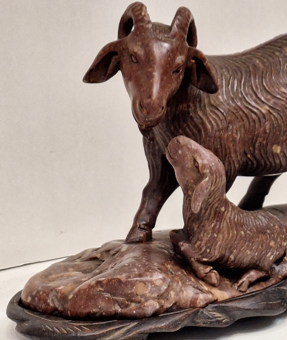 Escultura chinesa em pedra dura, Cabras 4