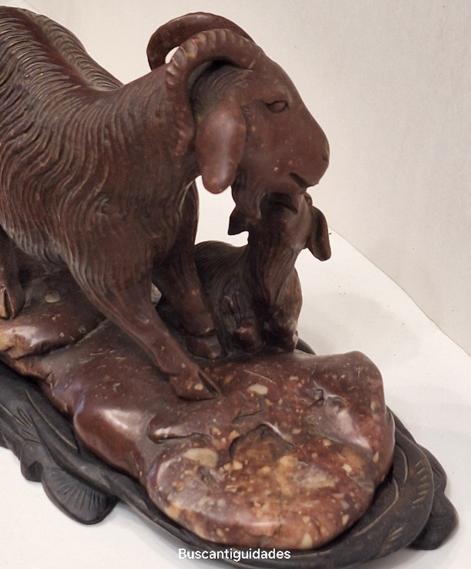 Escultura chinesa em pedra dura, Cabras 6