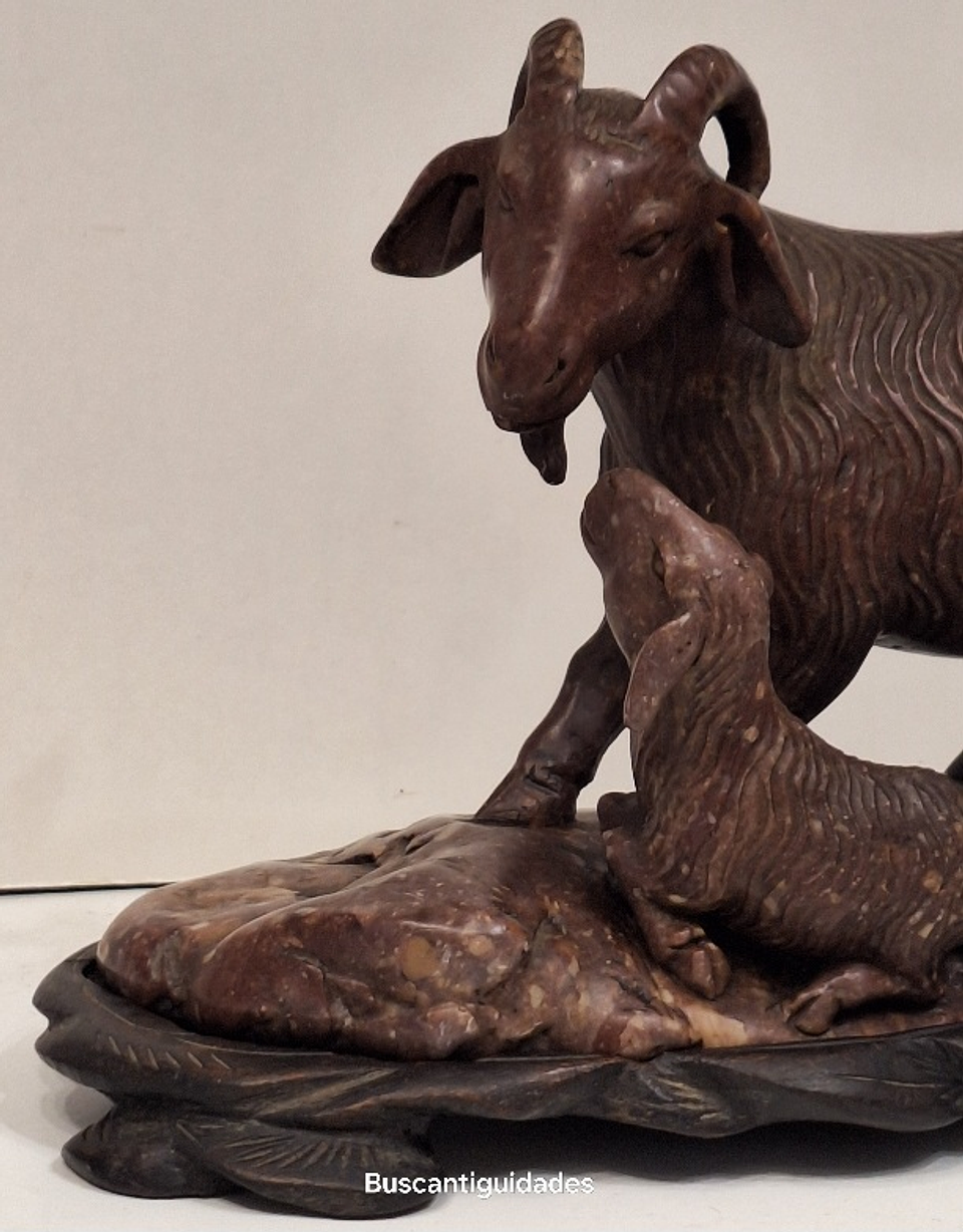 Escultura chinesa em pedra dura, Cabras 7