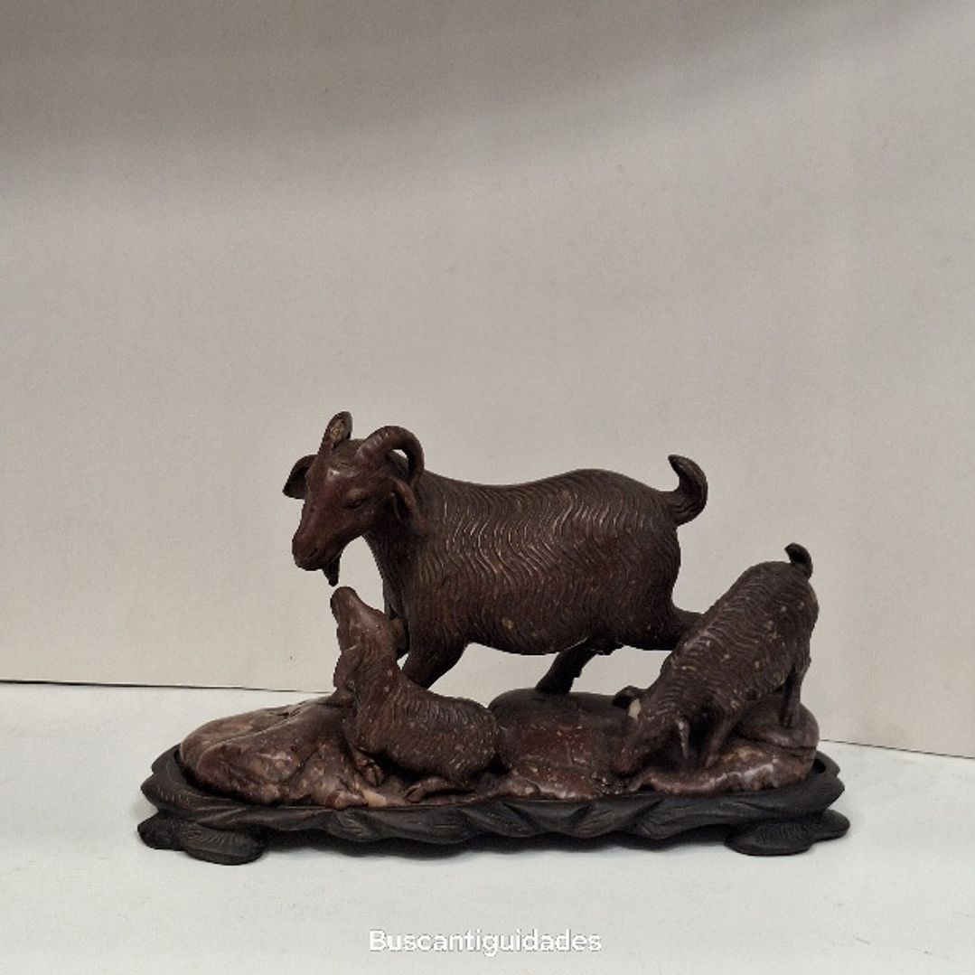 Escultura chinesa em pedra dura, Cabras 10