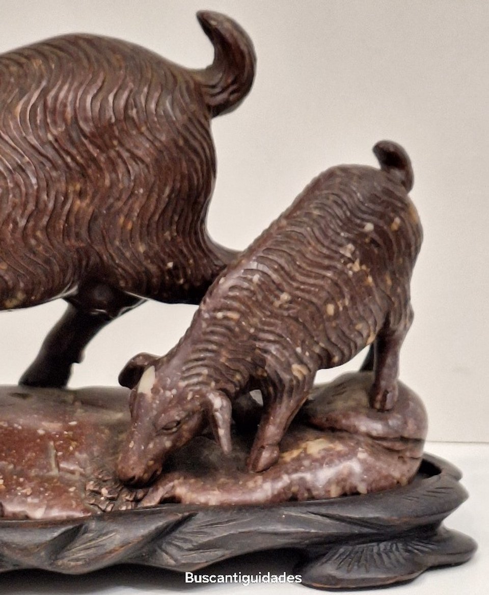 Escultura chinesa em pedra dura, Cabras 11