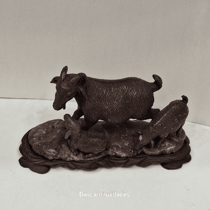 Escultura chinesa em pedra dura, Cabras 12