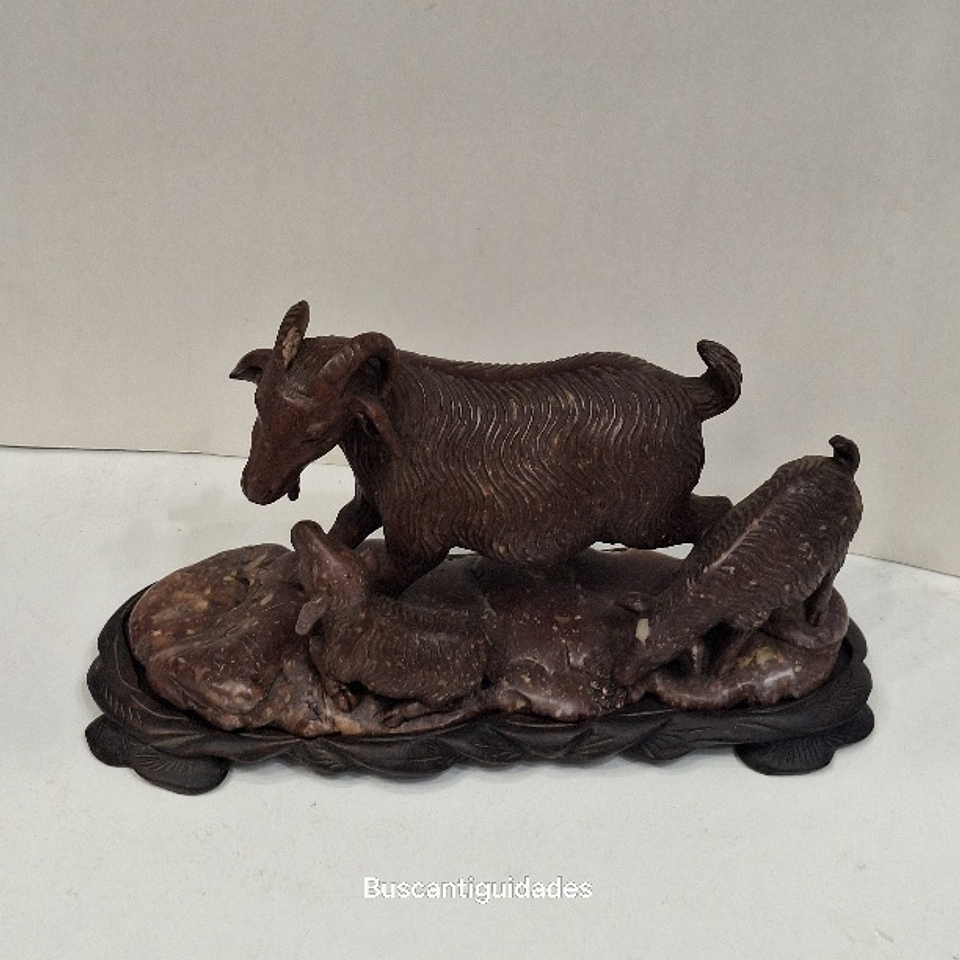 Escultura chinesa em pedra dura, Cabras 12