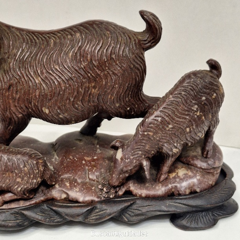 Escultura chinesa em pedra dura, Cabras 14