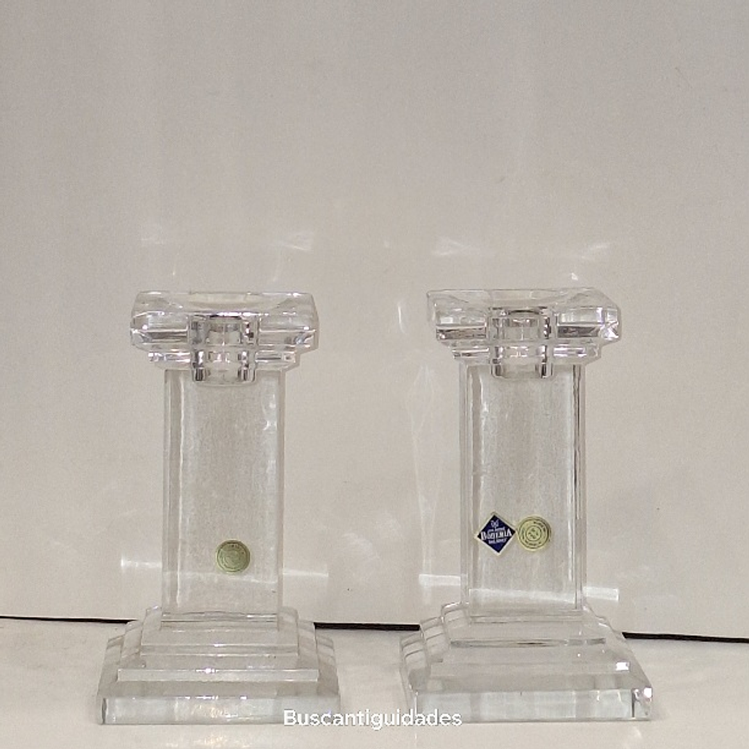 Par de castiçais em cristal da Bohemia 1