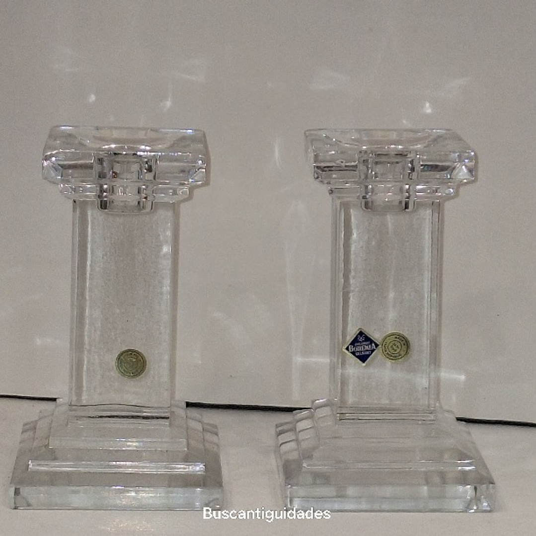 Par de castiçais em cristal da Bohemia 4