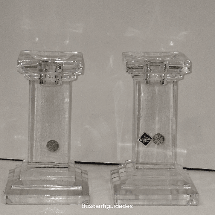 Par de castiçais em cristal da Bohemia 4