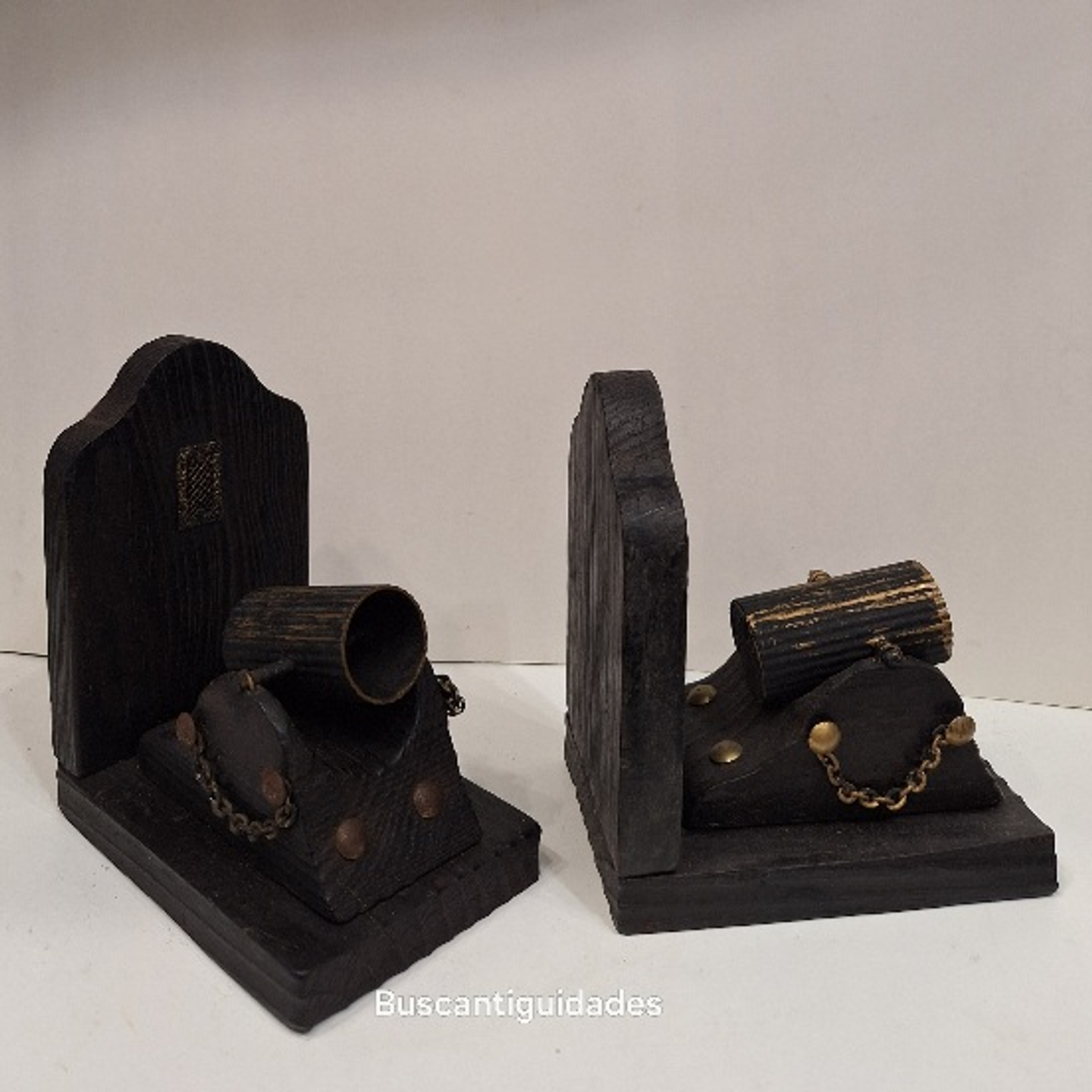 Bookends, madeira, canhão  2