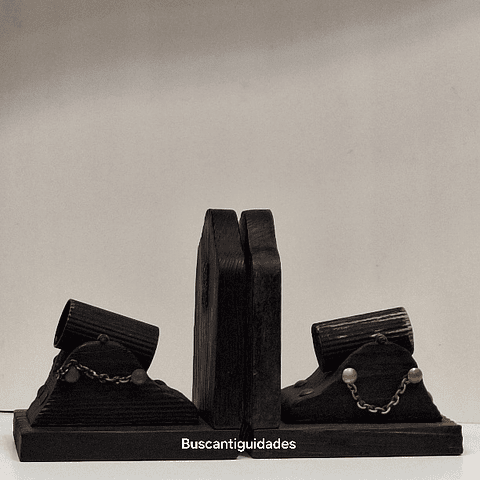 Bookends, madeira, canhão 