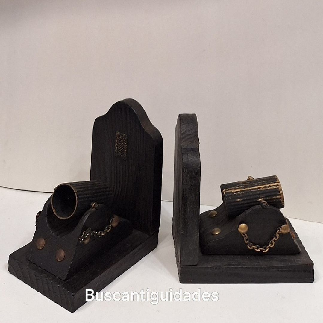 Bookends, madeira, canhão  3