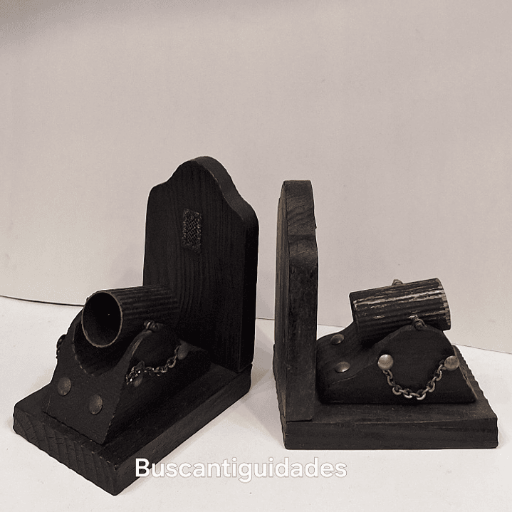 Bookends, madeira, canhão  3