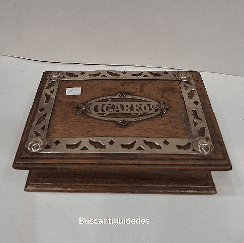 Caixa Cigarreira, madeira com prata de lei 
