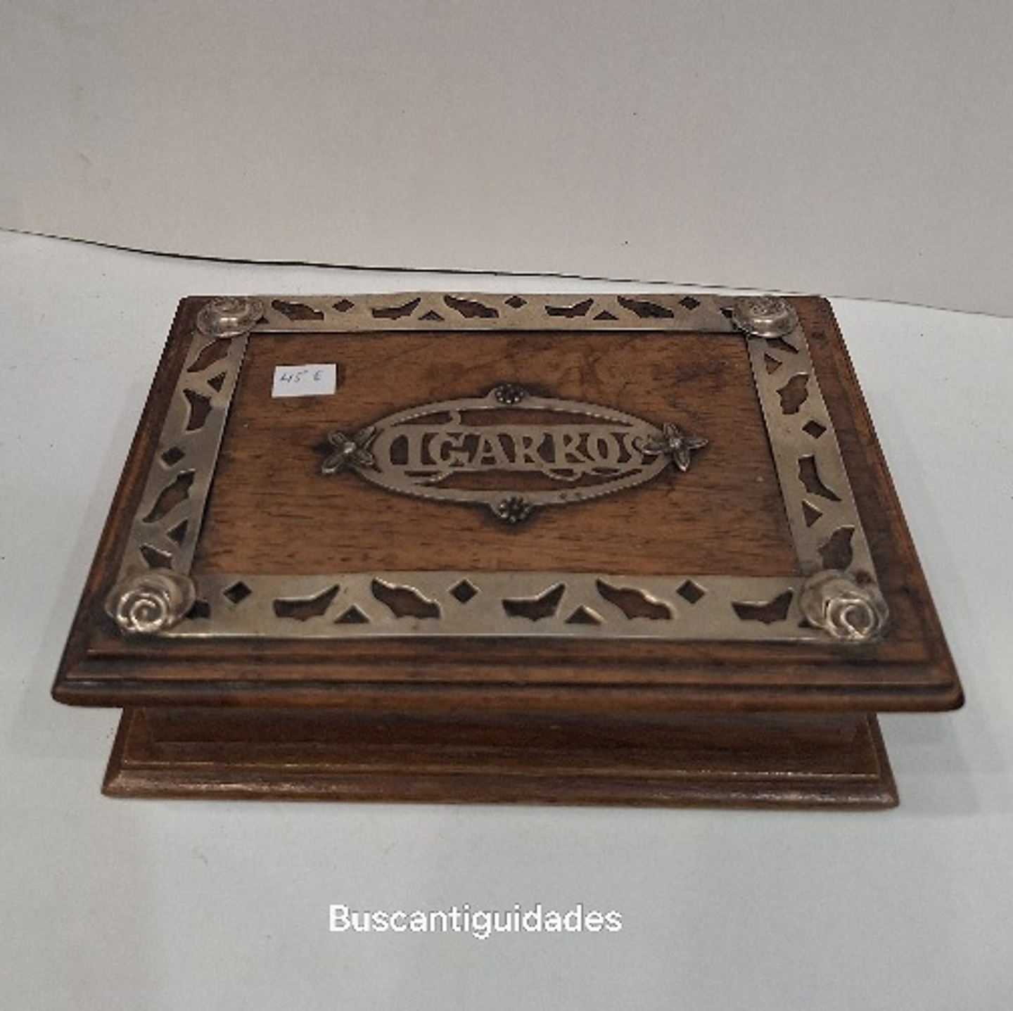 Caixa Cigarreira, madeira com prata de lei  1