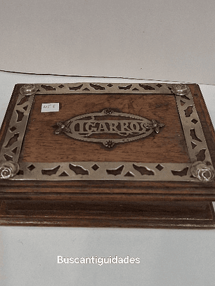 Caixa Cigarreira, madeira com prata de lei 