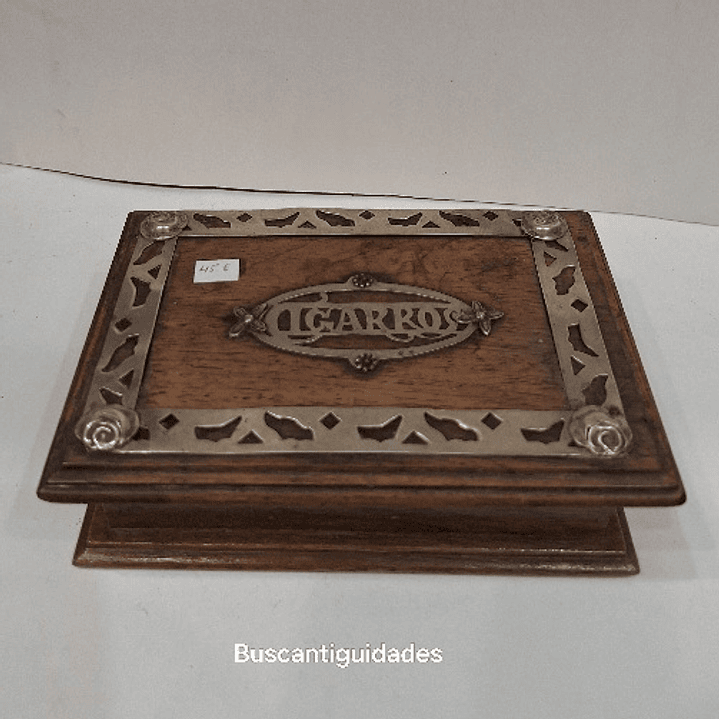 Caixa Cigarreira, madeira com prata de lei  1