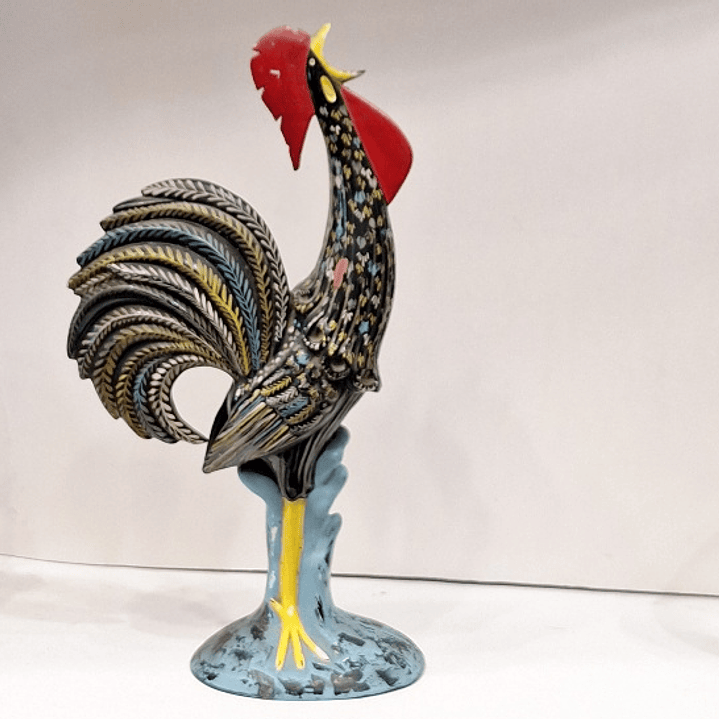 Galo em cerâmica policromada  1
