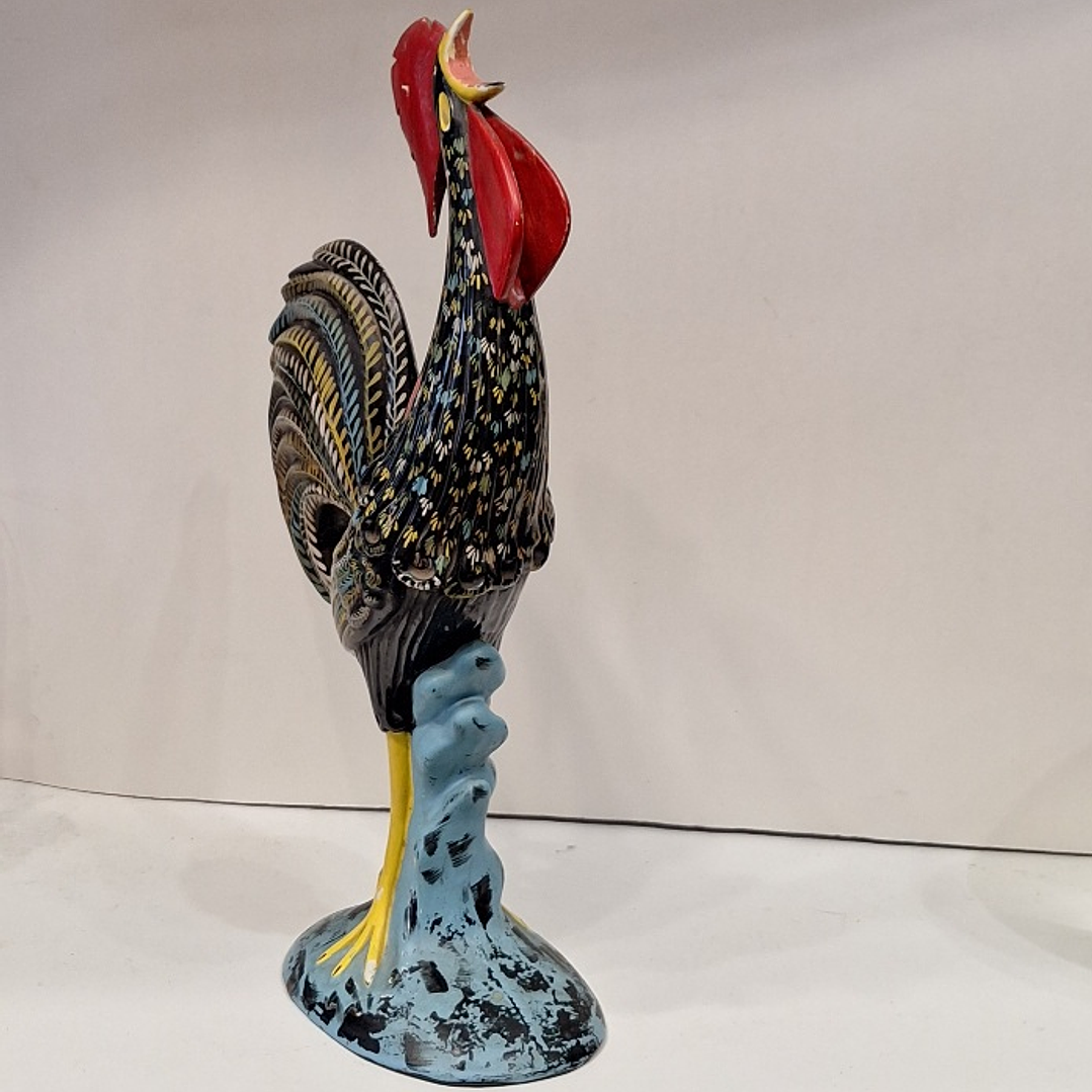 Galo em cerâmica policromada  2