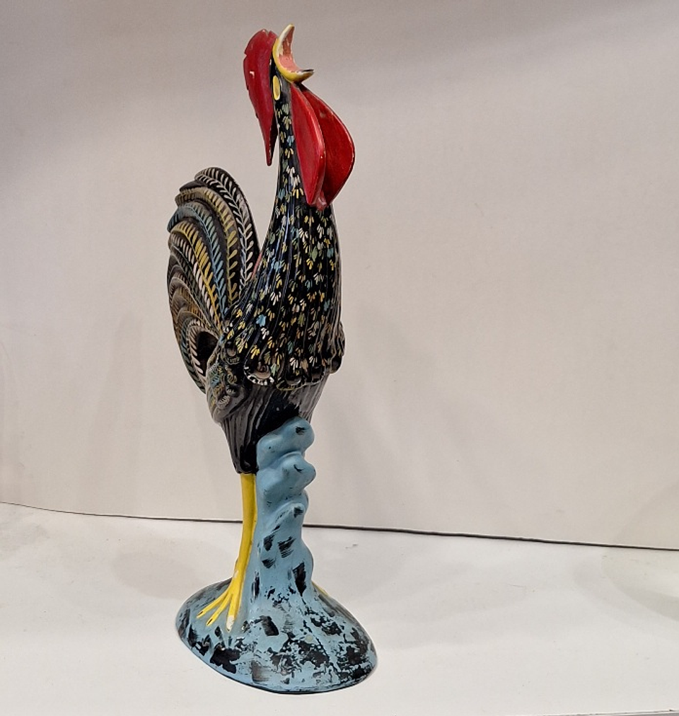 Galo em cerâmica policromada  2