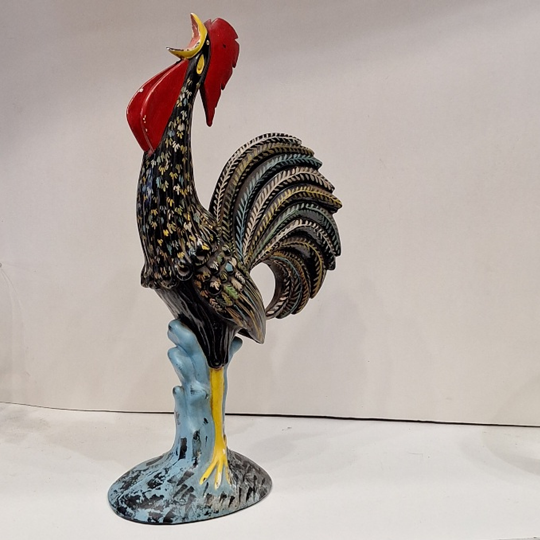 Galo em cerâmica policromada  3