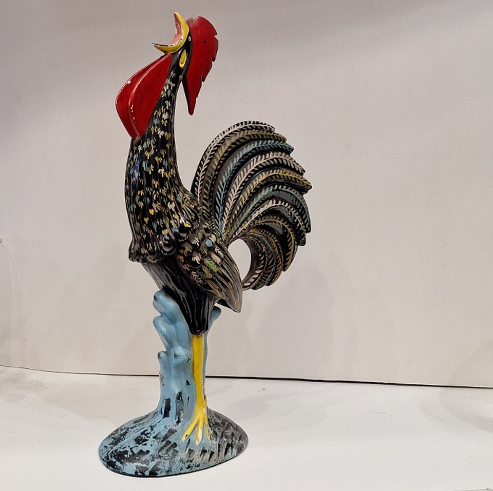 Galo em cerâmica policromada  3